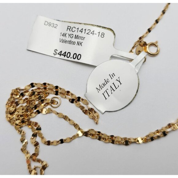 Unique 14K Yellow Gold Designer Resizable Mirror Valentino Link Chain Necklace - Picture 10 of 14